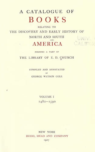 New World - A Catalogue of Books Relating to the History of America Vol. 1