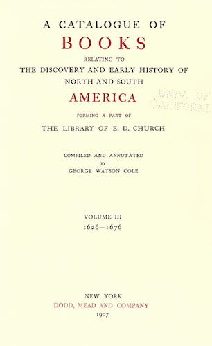 New World - A Catalogue of Books Relating to the History of America Vol. 3