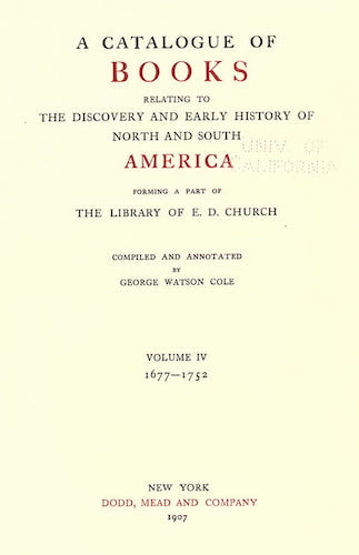 New World - A Catalogue of Books Relating to the History of America Vol. 4