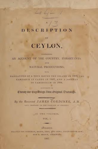 A Description of Ceylon Vol. 1