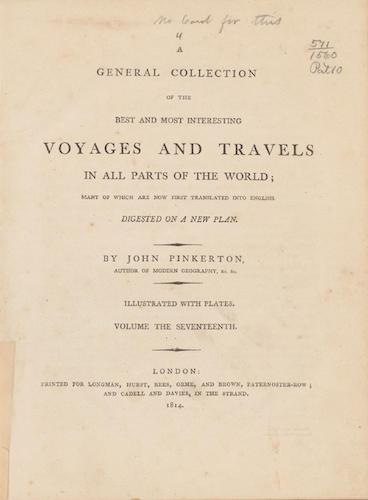 A General Collection of Voyages and Travels Vol. 17 - Title Page