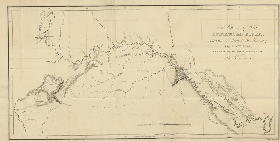 A Journal of Travels into the Arkansa Territory - A Map of the Arkansas River by H.S. Tanner (1821)