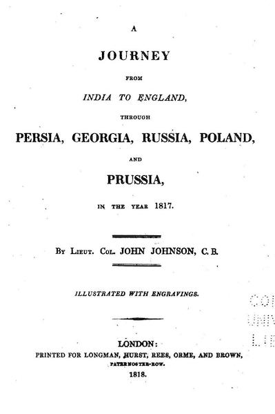 A Journey from India to England - Title Page (1818)