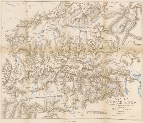 A Lady's Tour Round Monte Rosa - Map of Monte Rosa (1859)