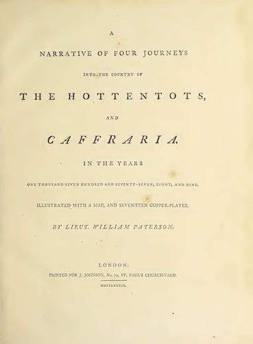 Natural History - A Narrative of Four Journeys into the Country of the Hottentots