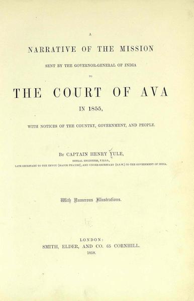 A Narrative of the Mission to the Court of Ava - Title Page (1858)