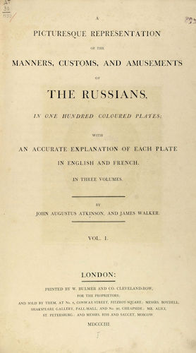 Aquatint & Lithography - A Picturesque Representation of the Russians Vol. 1