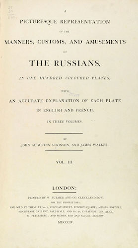 Aquatint & Lithography - A Picturesque Representation of the Russians Vol. 3
