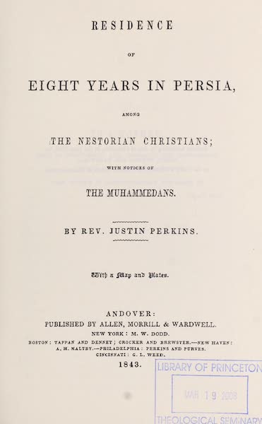 A Residence of Eight Years in Persia - Title Page (1843)