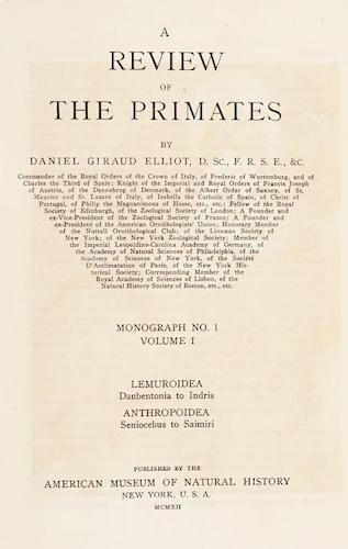 A Review of the Primates Vol. 1
