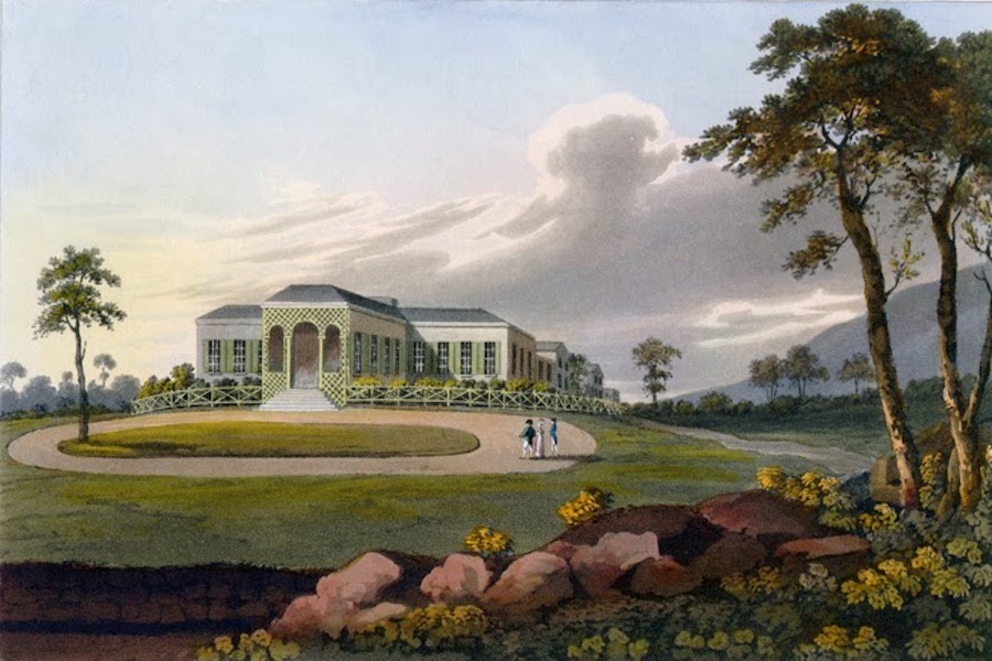 A Series of Views Illustrative of the Island of St. Helena - Longwood House, St. Helena (1821)