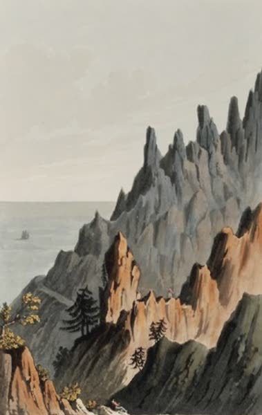 A Series of Views Illustrative of the Island of St. Helena - Rocks, called Lot and his Daughters, St. Helena (1821)