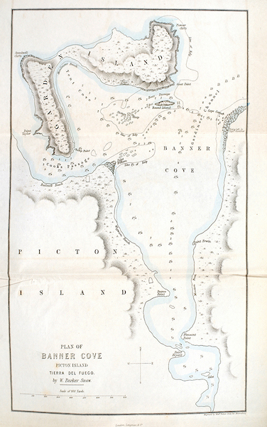 A Two Years Cruise off Tierra del Fuego Vol. 1 - Plan of Banner Cove, Picton Island, Tierra del Fuego (1857)