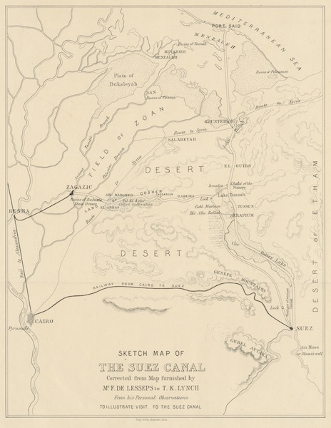 A Visit to the Suez Canal - Sketch Map of the Suez Canal (1866)