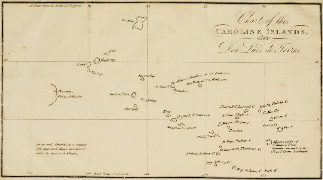 A Voyage of Discovery, into the South Sea and Beering's Straits Vol. 3 - Chart of the Caroline Islands [II] (1821)