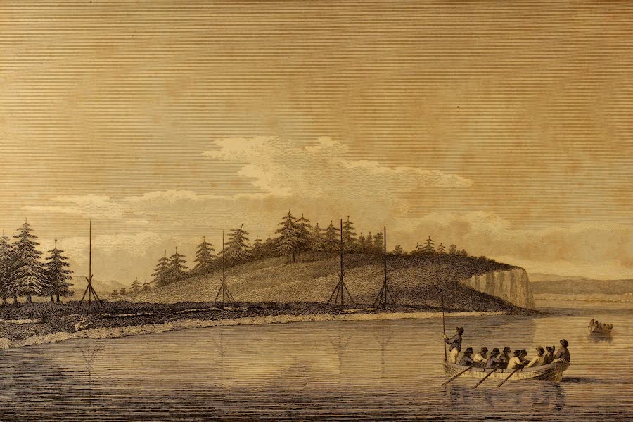 A Voyage of Discovery to the North Pacific Ocean Vol. 1 - Four remarkable supported poles, in Port Townshend, in the gulf of Georgia (1798)