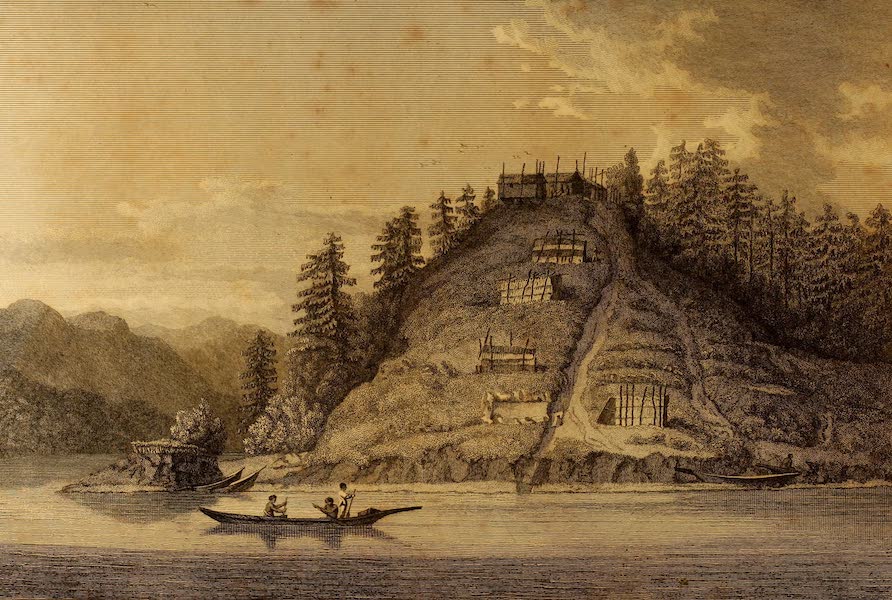 A Voyage of Discovery to the North Pacific Ocean Vol. 1 - Village of the Friendly Indians, at the entrance of Bute's canal (1798)