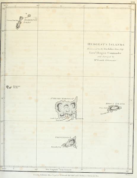 A Voyage of Discovery to the North Pacific Ocean Vol. 2 - Chart of Hergest's islands (1798)