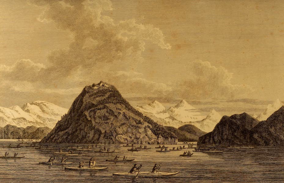 A Voyage of Discovery to the North Pacific Ocean Vol. 3 - Port Dick, with a fleet of Indian canoes (1798)