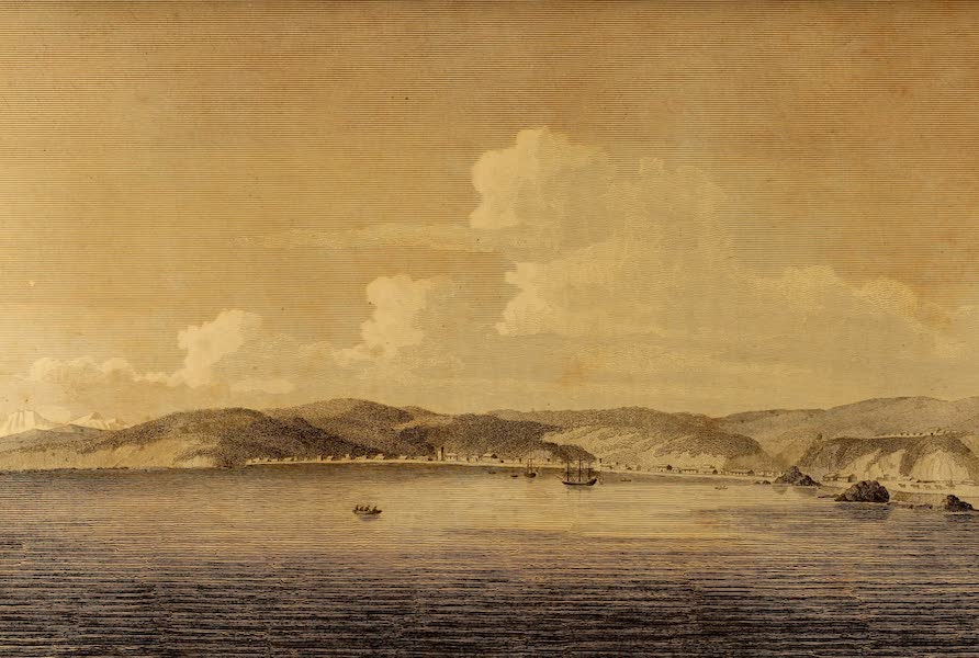 A Voyage of Discovery to the North Pacific Ocean Vol. 3 - The village of Almandrel, in the bay of Valparaiso, with a distant view of the Andes (1798)
