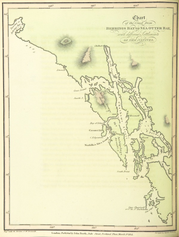 A Voyage Round the World - Chart of the Coast from Behring's Bay to Sea Otter Bay (1814)