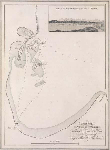 A Voyage to Abyssinia - Chart of the Bay of Arkeeko and Harbour of Masuah (1814)