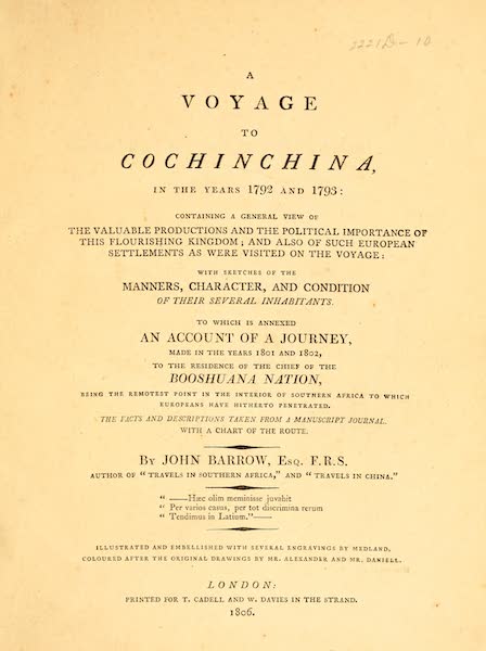A Voyage to Cochinchina - Title Page (1806)