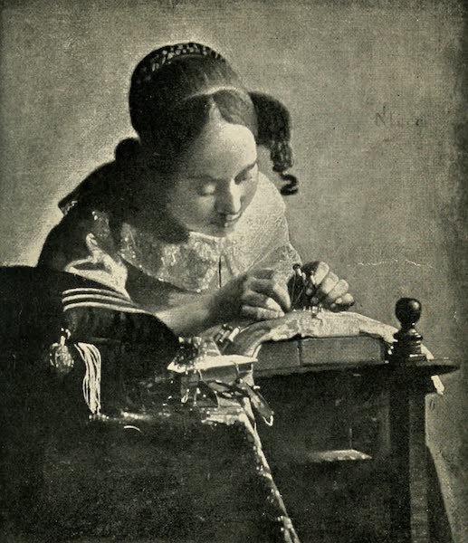 A Wanderer in Paris - La Dentellière. Vermeer of Delft (Louvre) From a Photograph by Woodbury (1909)