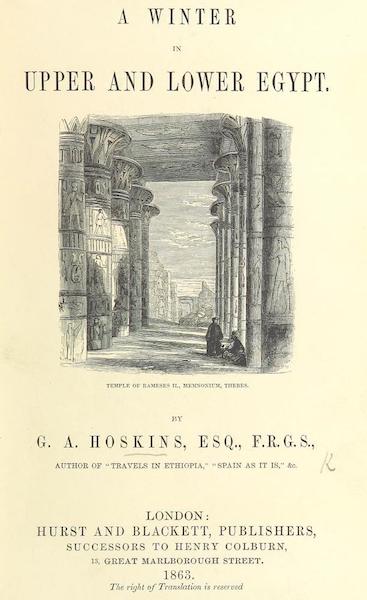 A Winter in Upper and Lower Egypt - Title Page (1863)
