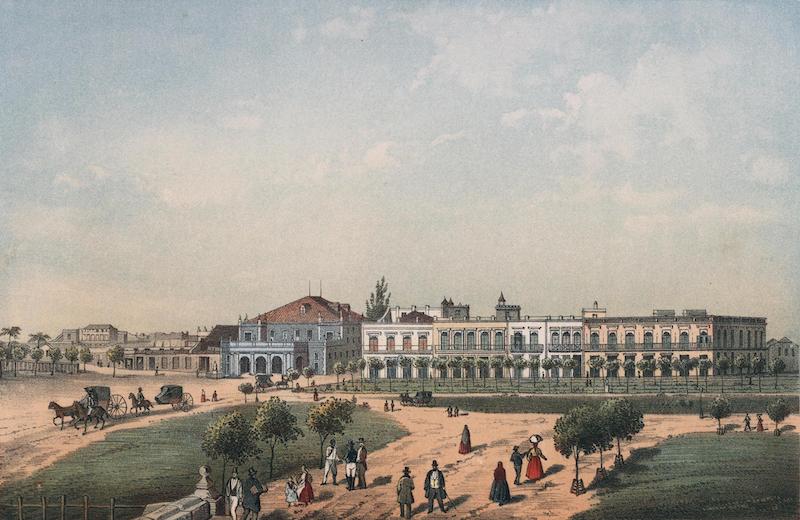 Album Pintoresco de la Isla de Cuba - Teatro de Tacon y parte del Paseo de Isabel II. Vista tomada des de la puerta del Monserrate (1855)