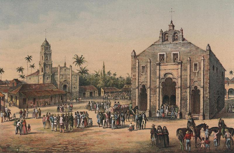 Album Pintoresco de la Isla de Cuba - Vista de la Iglesia Mayor y de la Ermita del Buen Viaje en San Juan de los Remedios (1855)