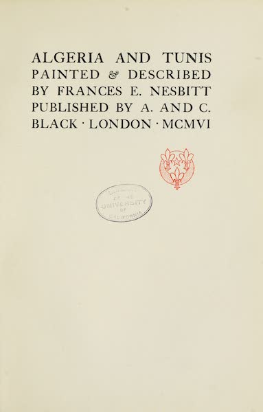 Algeria and Tunis, Painted and Described - Title Page (1906)