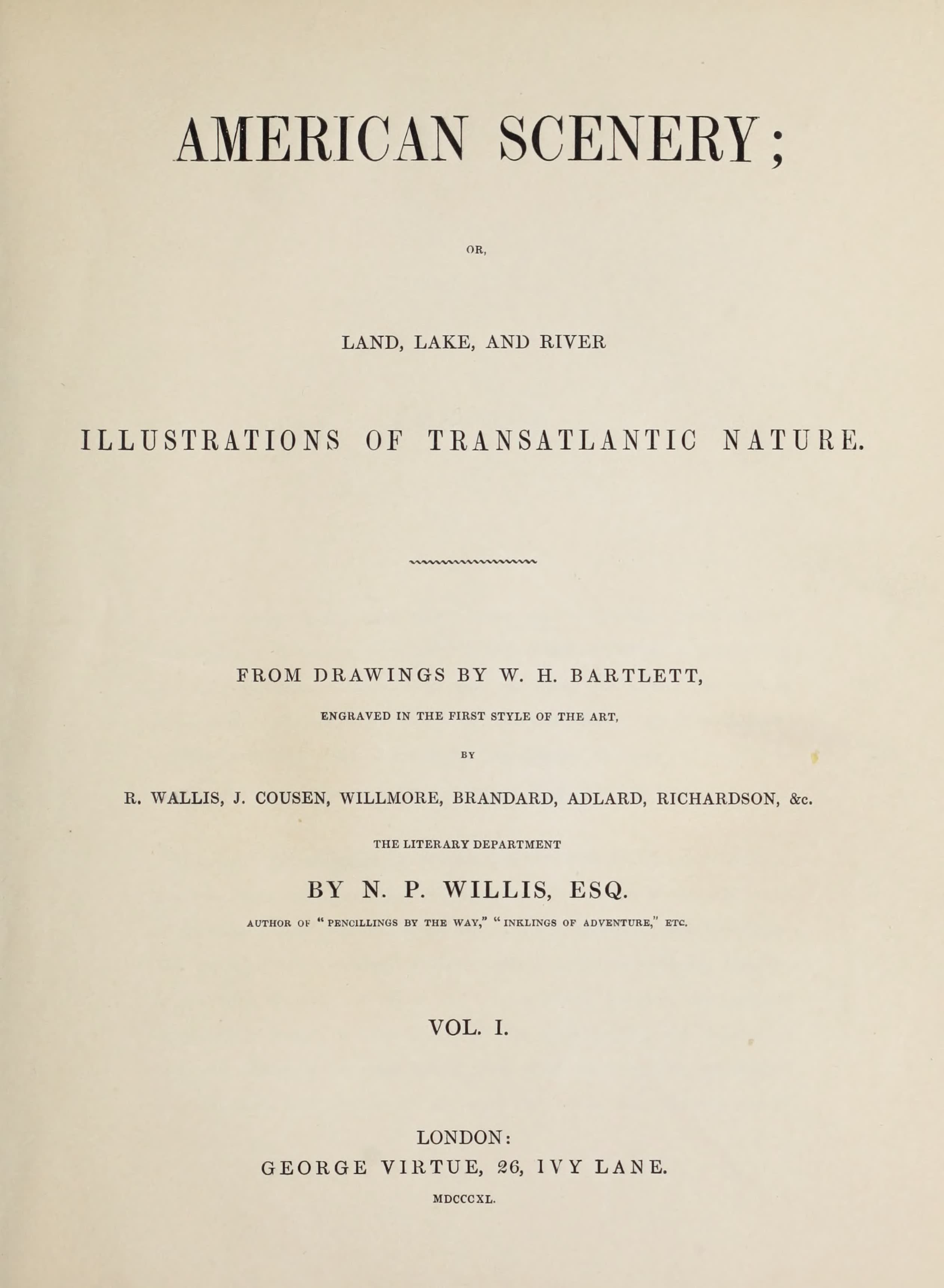 American Scenery Vol. I - Title Page (1840)