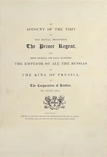 An Account of the Visit of His Royal Highness the Prince Regent