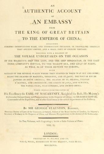 Madras - An Authentic Account of an Embassy from the King of Great Britain to the Emperor of China [Vol. 2: Text]