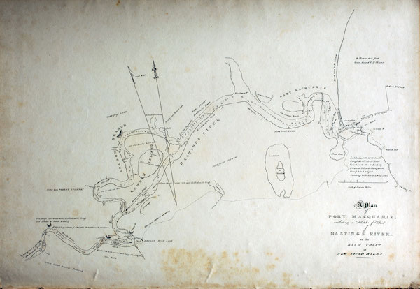 An Historical Account of the Colony of New South Wales - Plan of Port Macquarie, Including a Sketch of Part of Hastings River on the East Coast of New South Wales (1821)