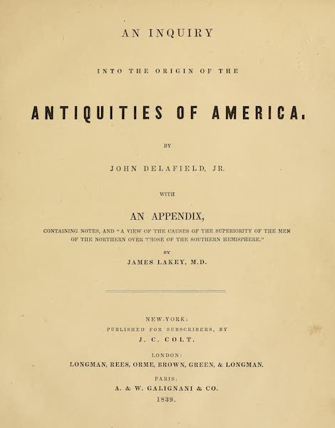 An Inquiry into the Origin of the Antiquities of America - Title Page (1839)