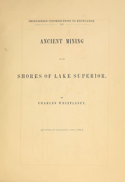 Ancient Mining on the Shores of Lake Superior - Title Page (1863)
