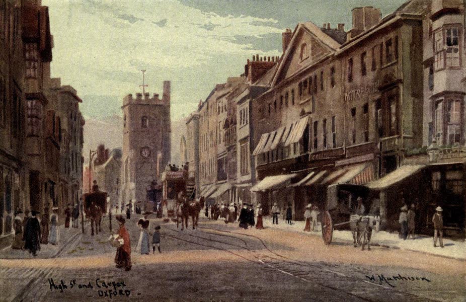 Artistic Colored Views of Oxford - High Street and Carfax, Oxford (1900)