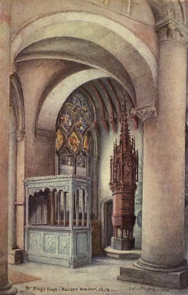Artistic Colored Views of Oxford - Bishop Kings Tomb and Becket Window, Christ Church Cathedral, Oxford (1900)