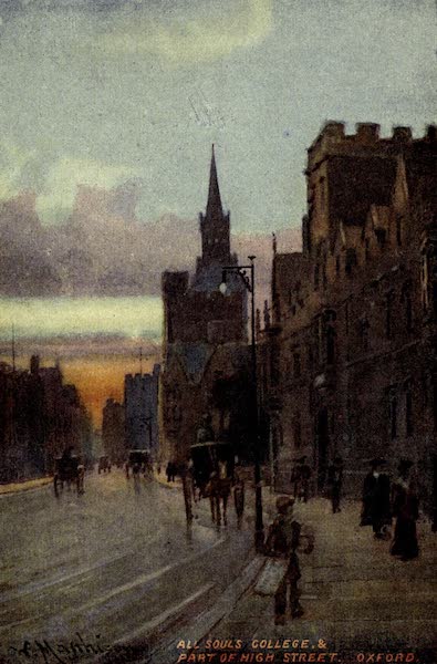 Artistic Colored Views of Oxford - All Souls College and Part of High Street, Oxford (1900)