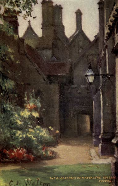 Artistic Colored Views of Oxford - The Oldest Part of Magdalen College, Oxford (1900)