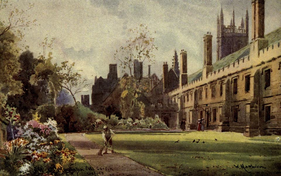 Artistic Colored Views of Oxford - Magdalen College Garden, Oxford (1900)