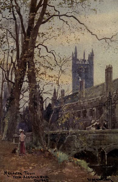 Artistic Colored Views of Oxford - Magdalen Tower from Addison's Walk, Oxford (1900)