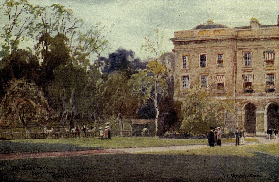 Artistic Colored Views of Oxford - The Deer Park, Magdalen College, Oxford (1900)