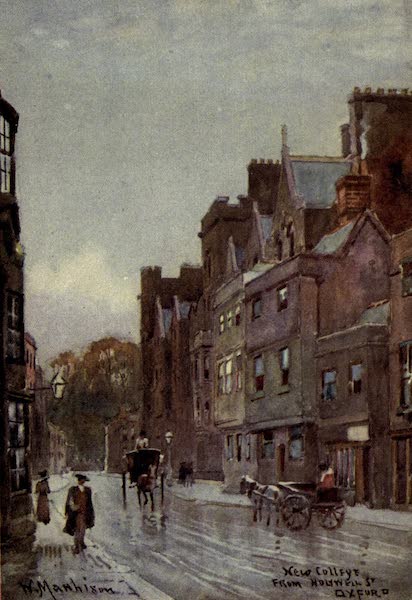 Artistic Colored Views of Oxford - New College from Holywell St., Oxford (1900)