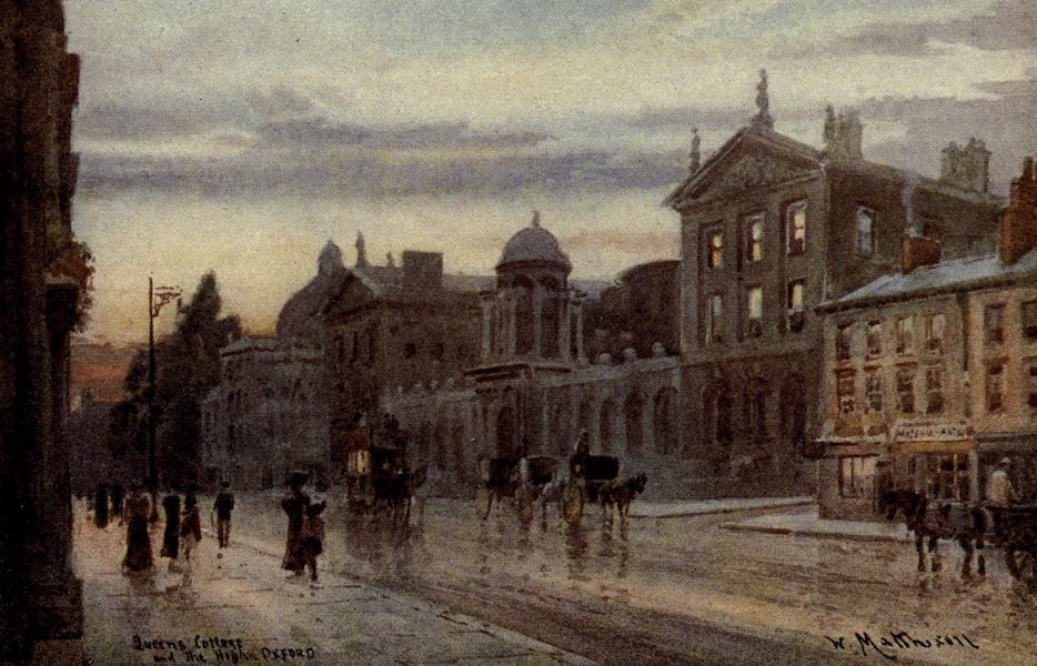 Artistic Colored Views of Oxford - Queen's College and the High, Oxford (1900)