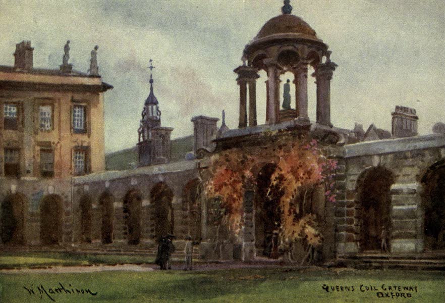 Artistic Colored Views of Oxford - Queen's College Gateway, Oxford (1900)