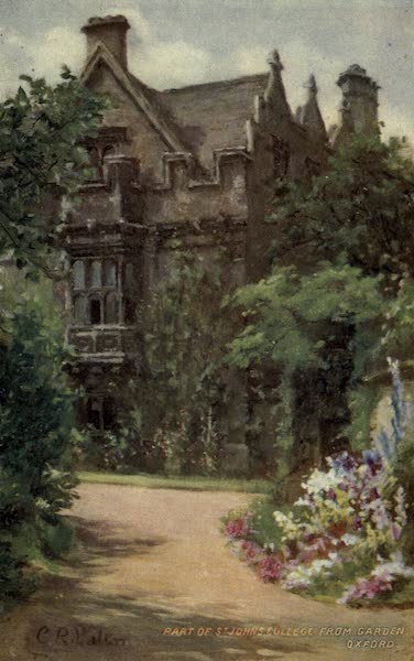 Artistic Colored Views of Oxford - Part of St. Johns College from Garden, Oxford (1900)