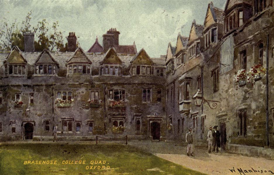 Artistic Colored Views of Oxford - Brasenose College Quad, Oxford (1900)